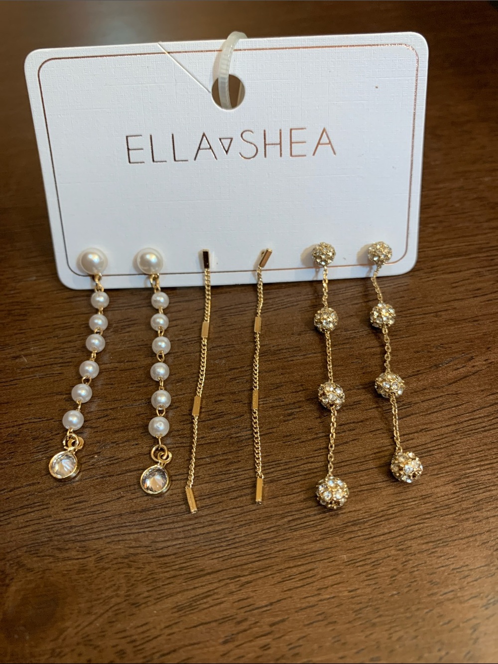 Ella Shea Gold Pearl & Crystal Drop Earring Set